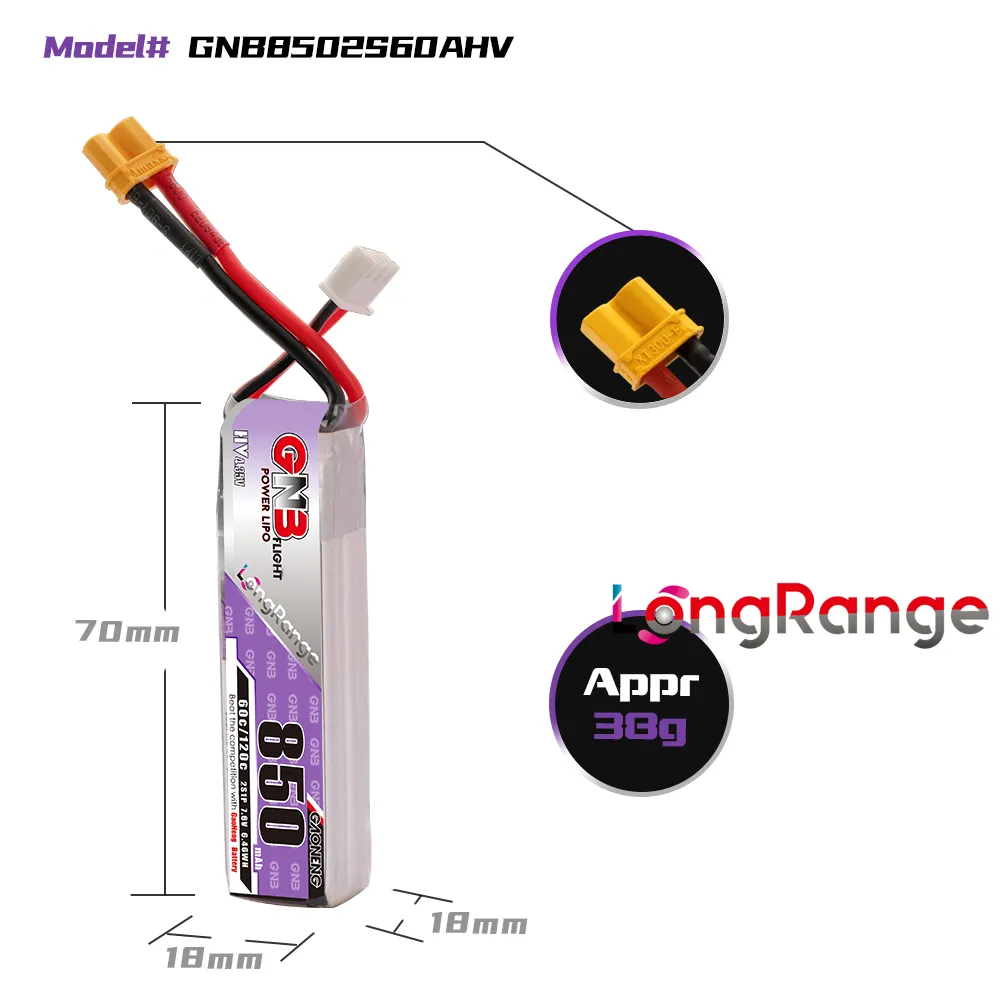 GAONENG GNB LiPo Battery 850mA - огляд і ціна Drone Kit Racing